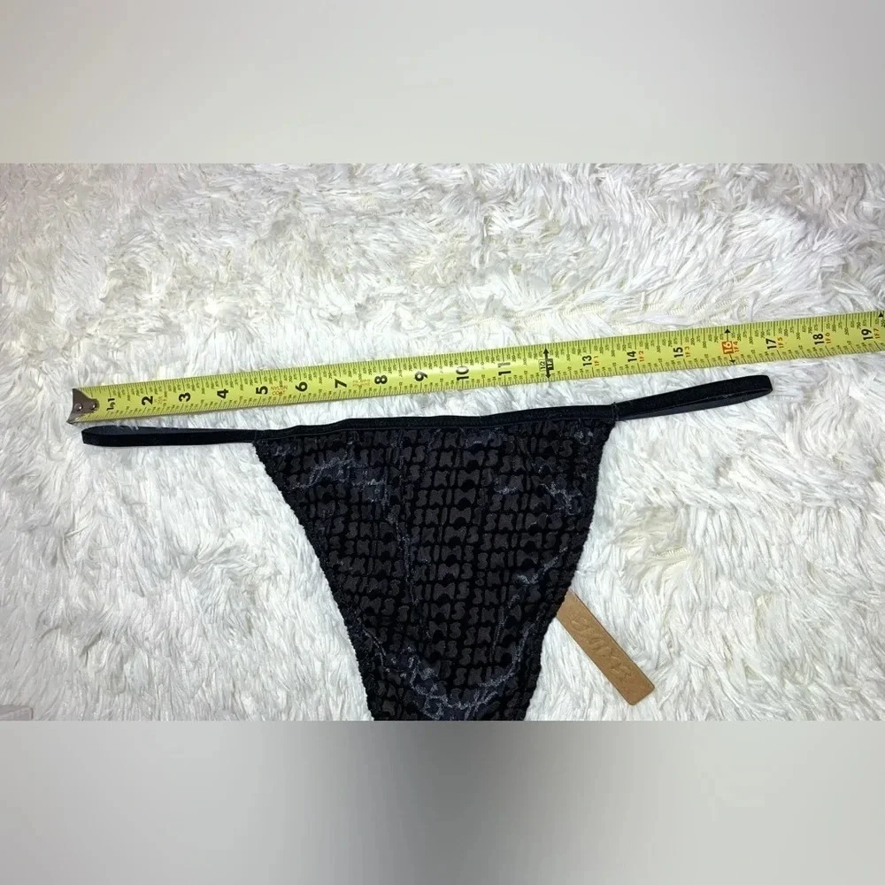 Skims Velvet String Thong, Black, 4X